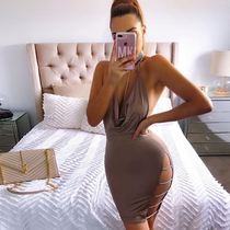 2018 Women Sexy Neck Backless Dress платьяе мода dresses
