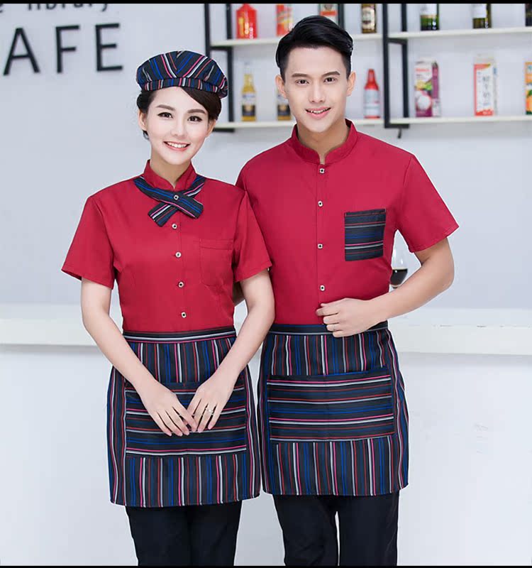 Khách sạn bồi bàn tay áo ngắn mùa hè áo dài tay ăn nhà hàng bánh nướng lẩu nhà hàng tây nhà hàng bộ set đồ nam đẹp