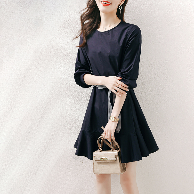 Early autumn women's clothing 2021 new Korean version of the French retro dress slim waist chic chic shirt skirt