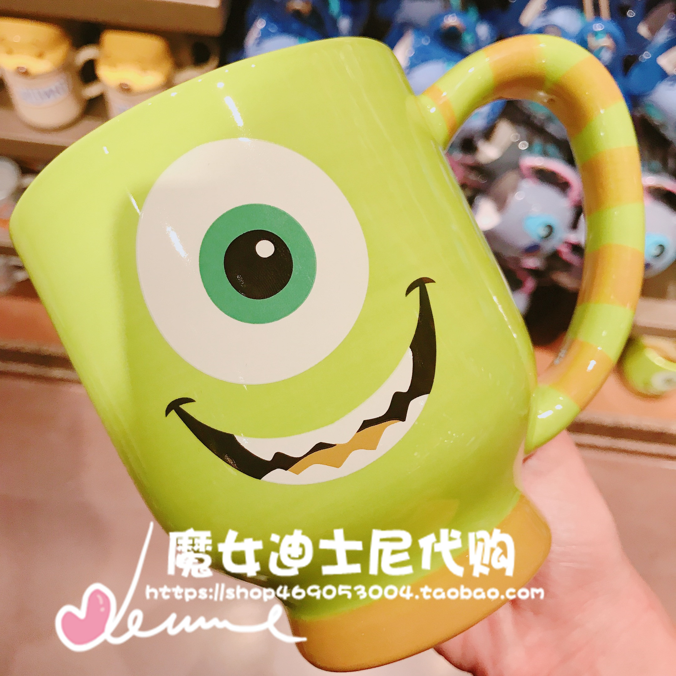 Little Monster Green & Little Monster 68Shanghai Disneyland Domestic purchasing agent Mickey Minnie Mug Donald Duck Big mouth ceramics Mark cup Water cup just