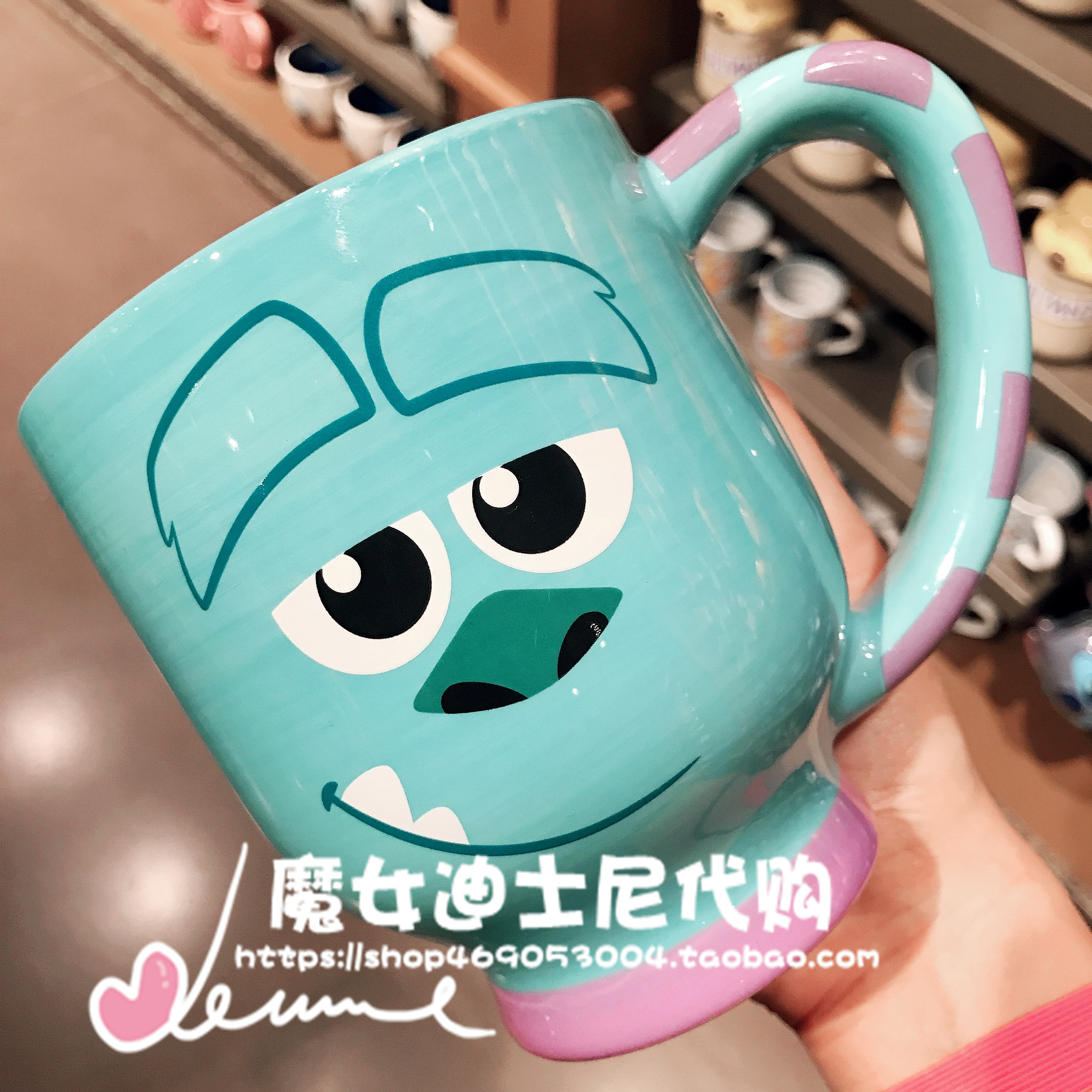 Little Monster Blue & 68Shanghai Disneyland Domestic purchasing agent Mickey Minnie Mug Donald Duck Big mouth ceramics Mark cup Water cup just