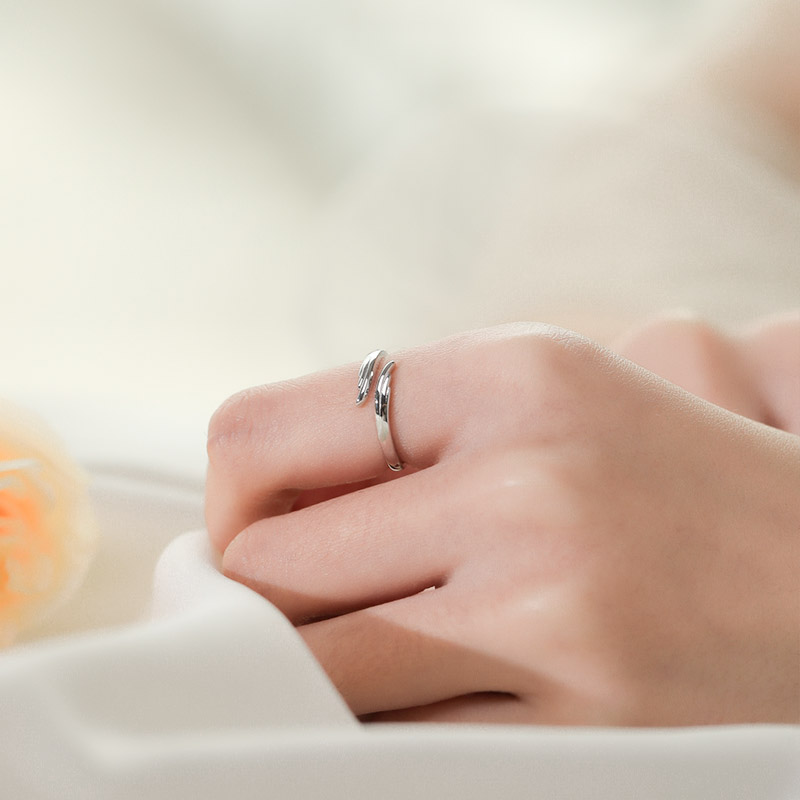 Vegetarian Ring Female Pure Silver Day Ensemble Light Extravagant and fresh little crowdsourced design original lettering girlfriends a pair of minimalist openings