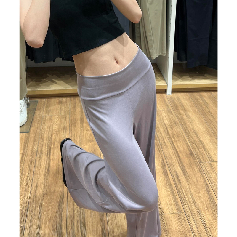Purple Sand-Washed Flared Pants for Women, Summer 2026 New High-Waisted Slimming Yoga Fitness Sports Slightly Stretchy Casual Pants