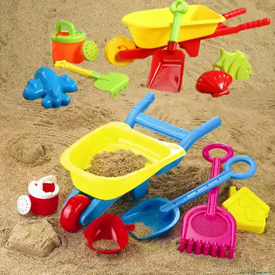 Jianxiong thick beach trolley unicycle children's toy set shovel rake baby playing sand and snow tools