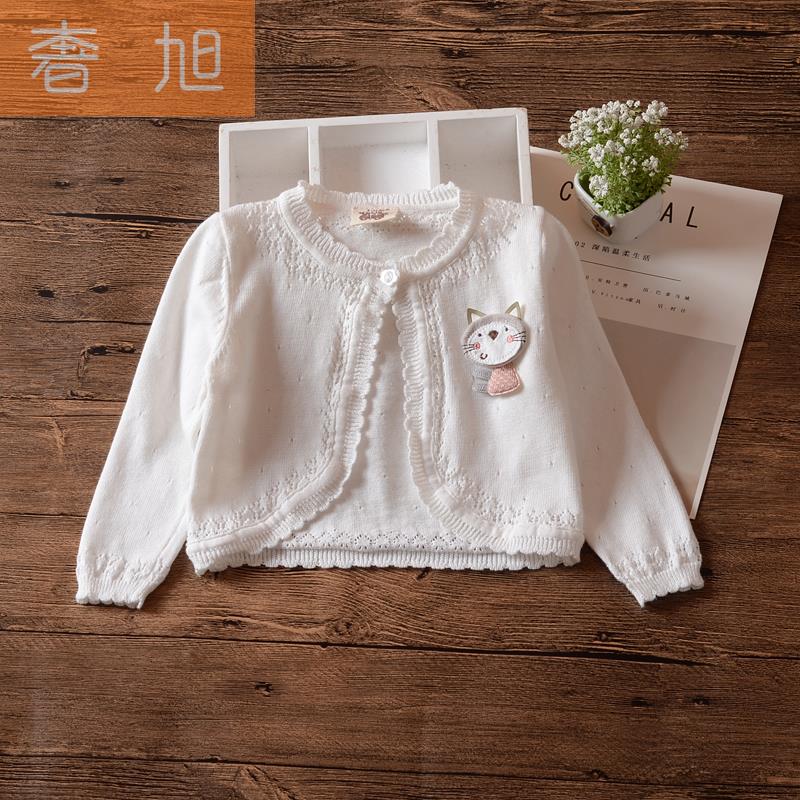 Spring and autumn girls shawl hollow knitwear thin sweater Baby wild cardigan Baby children summer sunscreen shirt