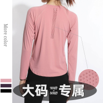 New fitness running long sleeve quick-drying clothes T-shirt female size yoga clothes thin fat mm loose sports top