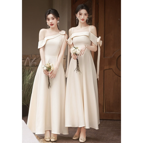 Летнее платье подружки невесты, цвета шампанского, изысканный стиль, по фигуре