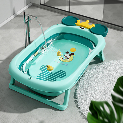 迪士尼婴儿洗澡盆宝宝浴盆大号可折叠新生儿童小孩洗澡浴桶可坐躺