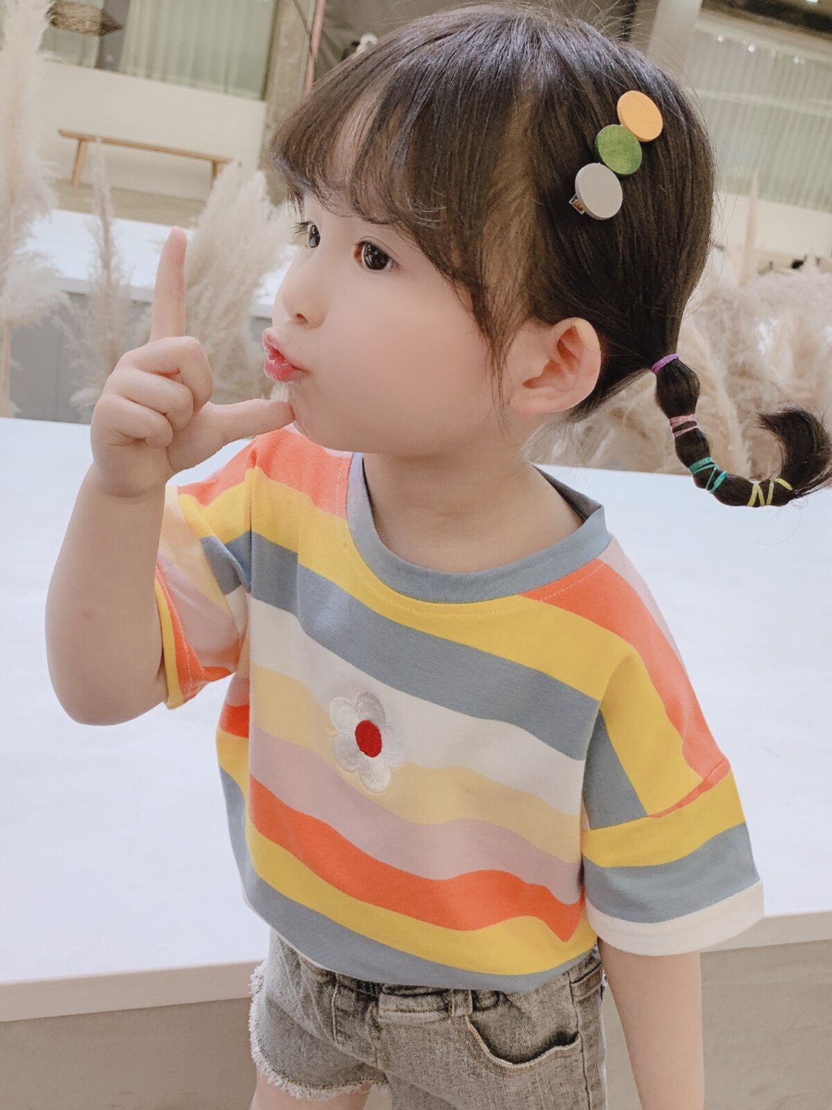 girls summer cotton t shirt cute graphic & striped loose fit tops for kids