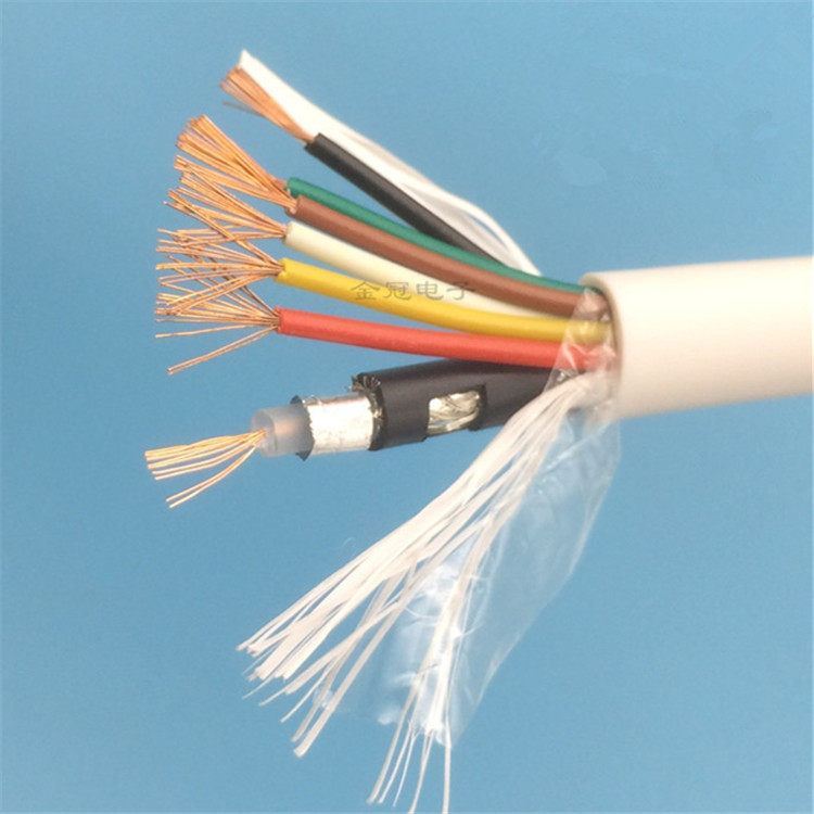 Pure copper SYV75-3 monitoring line with power integrated line video line coaxial cable with 6-core power integrated line
