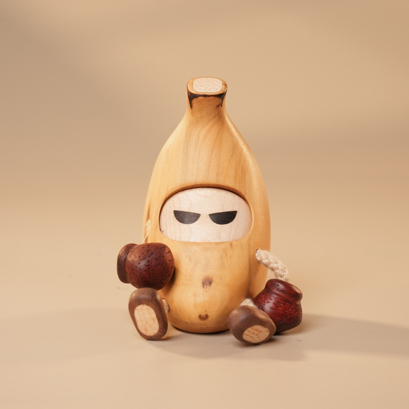 Boxing Banana, One Piece Per Order, Banana Desktop Ornament, Emotional Gift, Solid Wood Original Design Handicraft