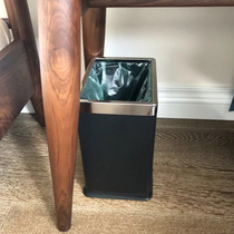 Stainless steel rectangular trash can household living room kitchen bathroom simple black simple double layer flat without cover