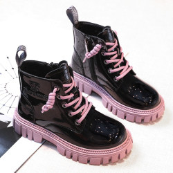 Girls' Boot 2023 Spring and Autumn New Children's Martin Boots Girls Leather Boots Child Shoes Shooting Boots Autumn and Win -Cotton Shoes