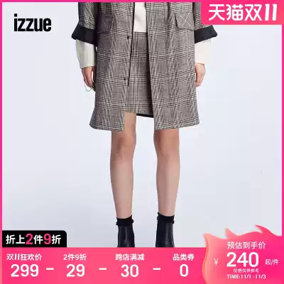 izzue women skirt autumn casual trend check pattern asymmetric tailoring 9201F9D