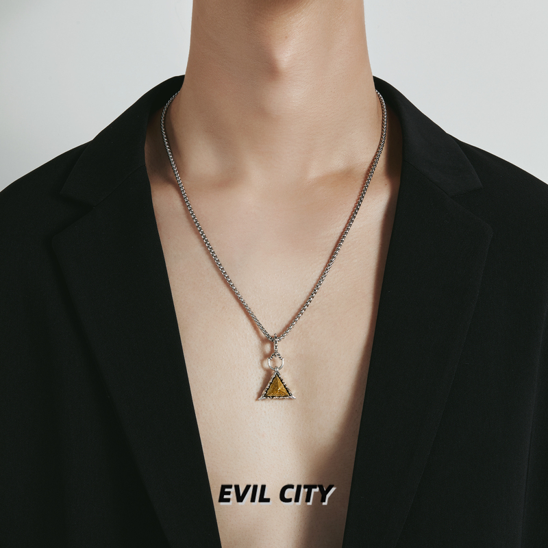 Extremely Evil City Sterling Silver Vintage Eye of God Necklace Men's Trendy High-End Hip-Hop Niche Design Personality Pendant Extremely Evil City Sterling Silver Vintage Eye of God Necklace Men's Trendy High-End Hip-Hop Niche Design Personality Pendant