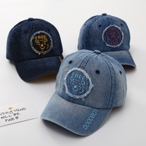 Child Hat Spring Autumn Baseball Cap Boy Girl Sun-Shading Retro-Washed Denim Cloth Hat Student Duck Tongue Cool Hat Tide