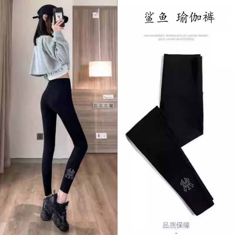 Dm·Lbg Shark Pants for Women, Fleece-Lined, High-Waisted, Tight-Fitting, Butt-Lifting, Tummy Control Yoga Pants, Fitness Training Leggings