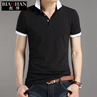 Mùa hè Giới trẻ Xu hướng Áo sơ mi nam Cổ áo POLO Áo sơ mi ngắn tay Áo thun mỏng Lapel trên quần áo nam - Polo áo thun nam có cổ hàng hiệu