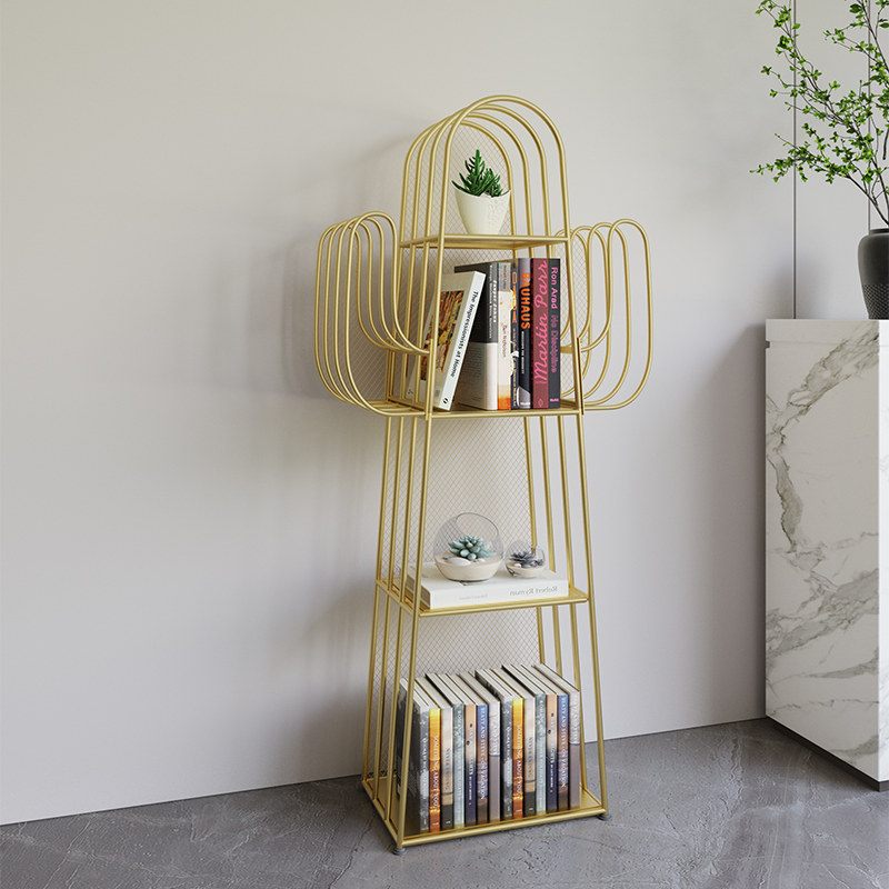 Nordic decorative bookshelf on the floor living room partition to collect iron arts in multi-layer shelf on the cactus wall