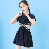 New Black Children Swimsuit Split Flat Angle Girl Girl Girl Student Princess Swimsuit Beach Bathing Suit