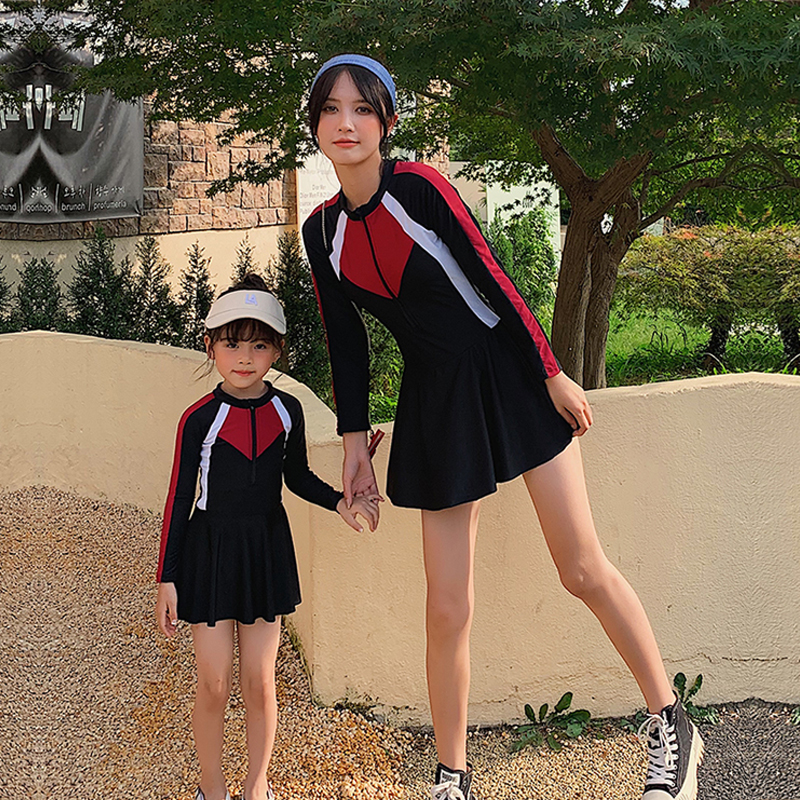 New sports parent-child swimsuit mother woman one-piece dress cute girl girl foreign swimsuit beach bathing suit