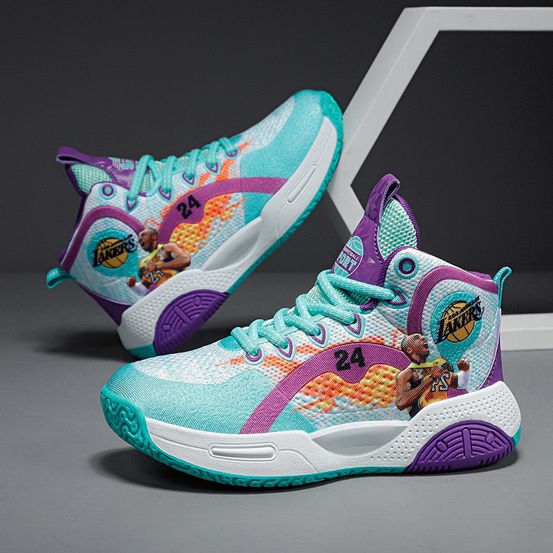 Basketball shoes boys and children Kobe Bryant No. 24 Yushuai mesh surface breathable training shoes non-slip wear-resistant primary school students sports shoes