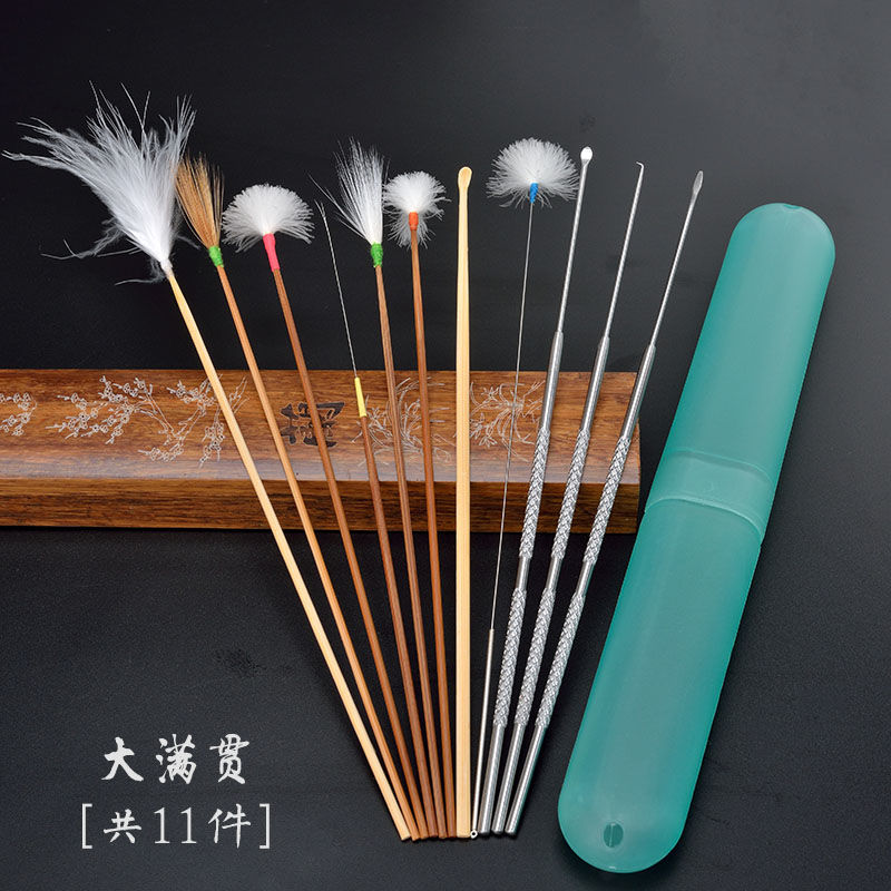 Professional ear-digging hair artifact Ear-picking tool Ear-digging spoon Goose feather chicken feather ponytail stick Ear-digging ear sleeve