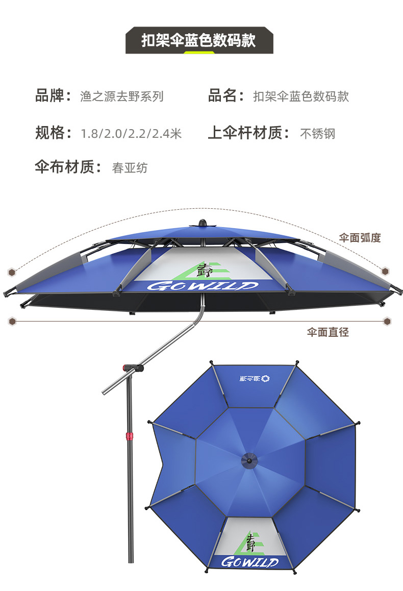 渔之源钓鱼伞大钓伞23新款垂钓多向钓鱼雨伞防暴雨加厚防晒遮阳伞