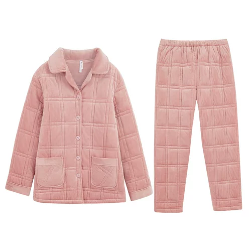 Стеганая коралловая бархатная демисезонная пижама, флисовый удерживающий тепло комплект для влюбленных