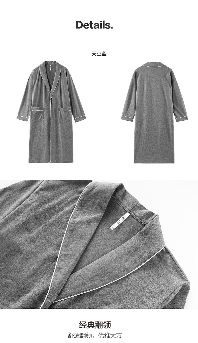 Đậu đỏ nhà đồ ngủ nam cotton gowns mùa xuân và mùa hè hè thanh niên mặc giản dị áo choàng tắm dài tay dịch vụ nhà đầm ngủ dễ thương