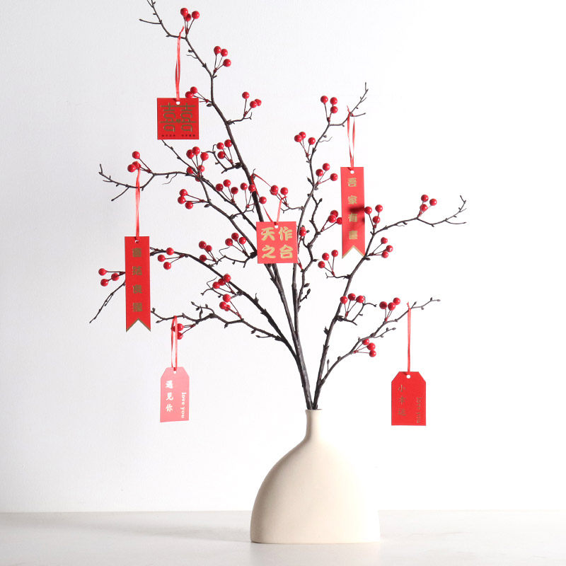 Emulated Flower Hair Treasure Fruits Winter Green Red Fruits Frugino Dining Room Table Furnishing Joo Relocation Gift Wedding Decorations for Spring Festival Flowers