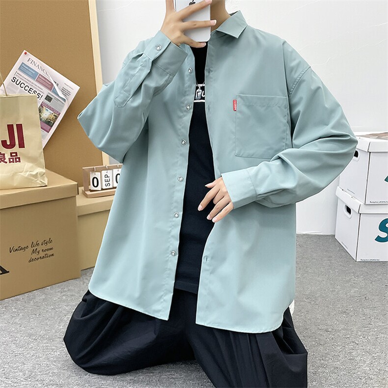精品ins青少年休闲长袖宽松外套大码印花T恤衬衫A012/2280TP30,男装T恤,电商A012