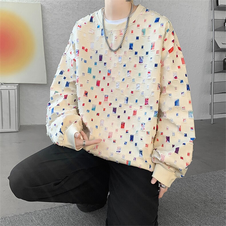 wassuphappy小香风卫衣男春秋季宽松大码内搭打底衫情侣休闲外套,男装卫衣,电商A059