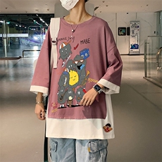 港风何电商A088-DH4573-P40100棉夏季新款大码宽松短袖T恤男1，男装T恤，电商A088