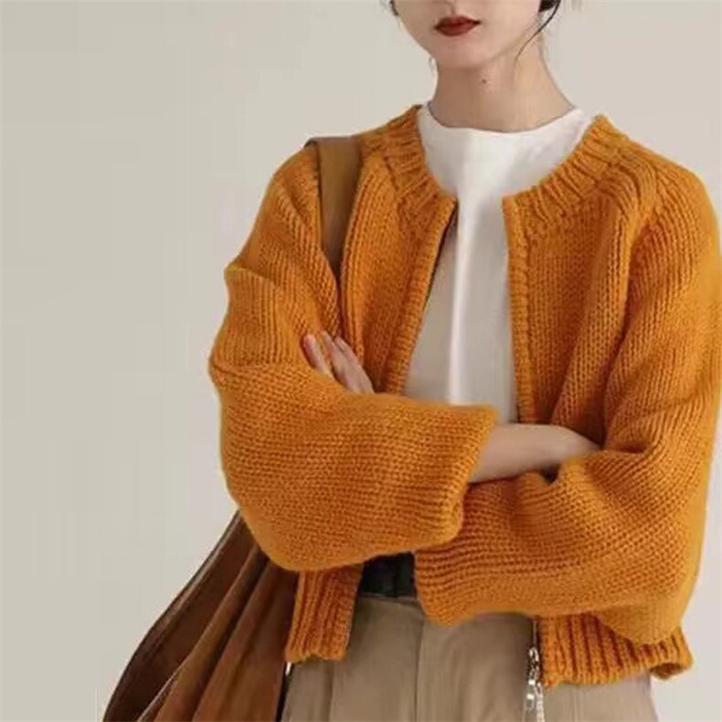 拉链毛衣开衫女针织衫圆领加厚羊毛外套小个子早秋chic上衣，女装羊毛衫，忠诺羊绒