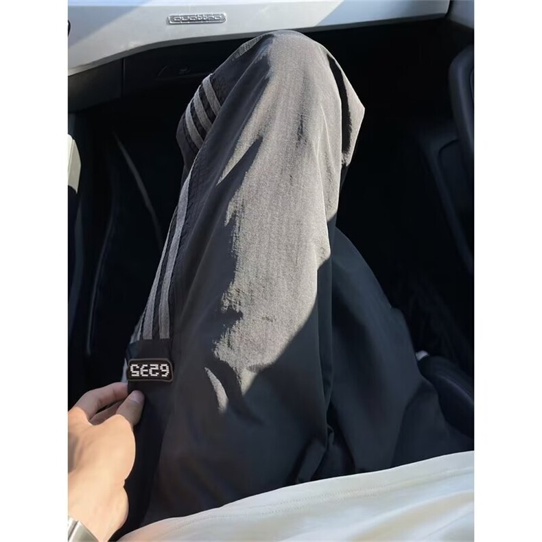 慵懒风垂感条纹尼龙速干裤男夏季薄款美式r冲锋裤工装裤45377-p36图片