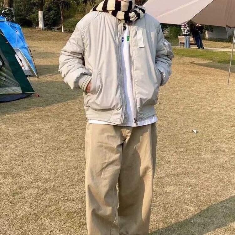 刺绣新款冬季美式大码棒球服加厚百搭男设计胖子高街潮牌宽松外套,女装短外套,四季星座505