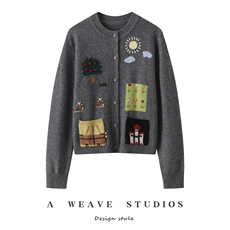 2025年秋季新款百搭圆领开衫，女装针织衫/毛衣，戎魅羊绒