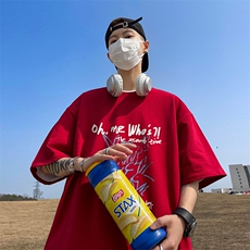 抖音得物二开现货供应220克夏装重磅美式高街宽松短袖t恤MT65，男装T恤，电商A486-1