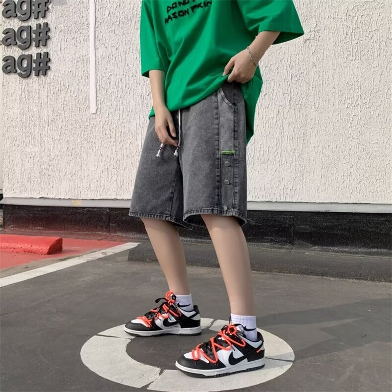 牛仔短裤男韩版潮流高街帅百搭2024夏季新款ins五分裤RK1568-P38,男装牛仔裤,星座412-3