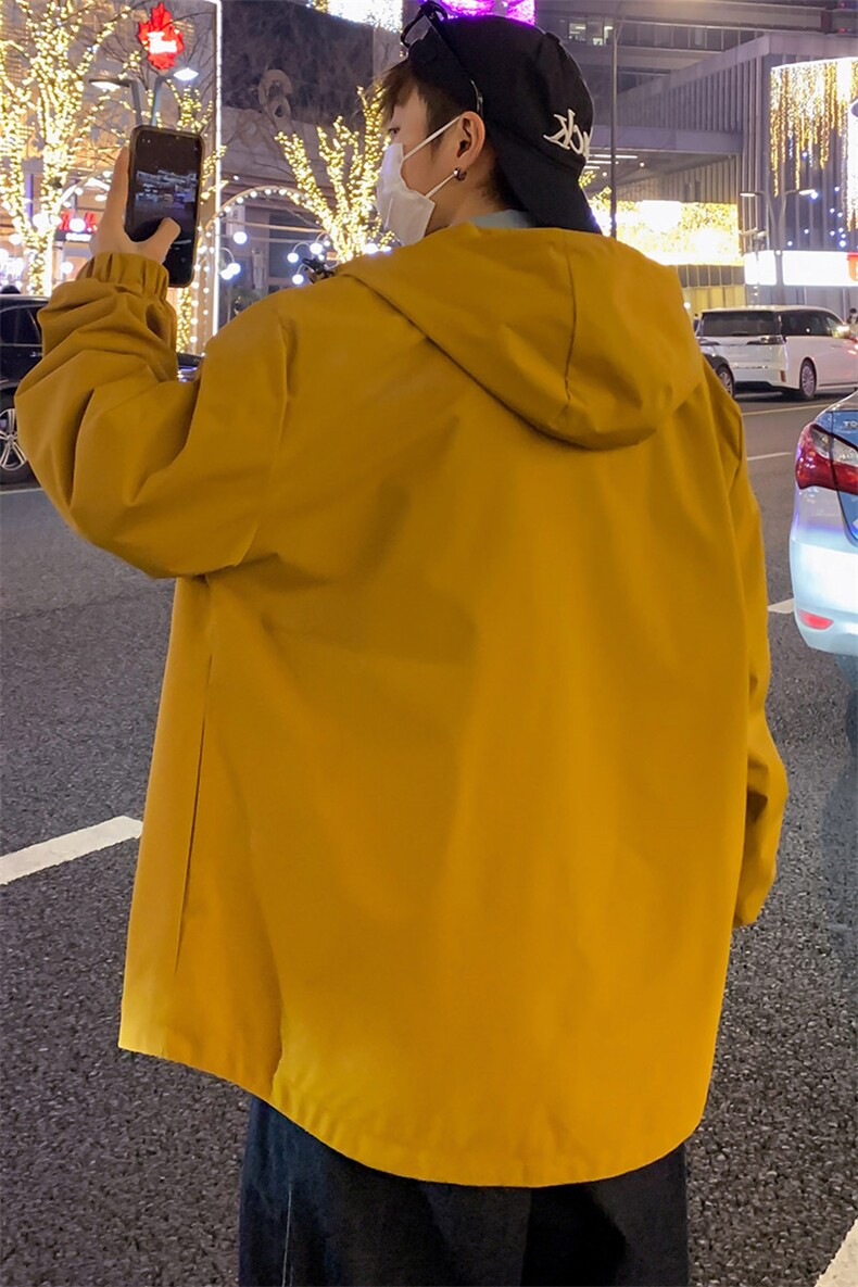 新款连帽冲锋衣夹克男港风潮流宽松休闲外套JK2307-P68,男装夹克,星座717