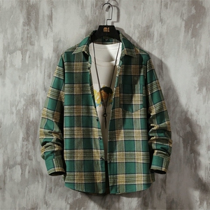 20春季长袖衬衫男士格子百搭衬衣青少年帅气上衣服潮DT图片