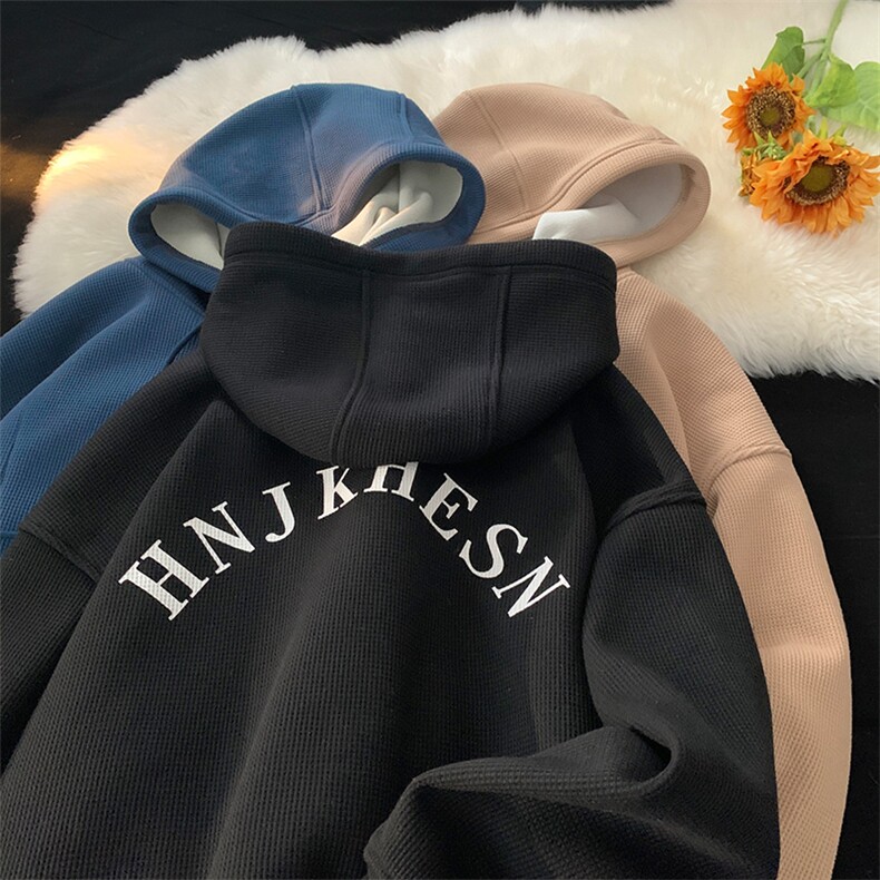 美式复古华夫格开衫连帽卫衣男潮牌宽松百搭外套-JK23102-P65控88,男装卫衣,星座605(原A050)