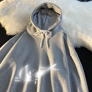 WY2111-P35加绒款-P40纯棉连帽卫衣男大码运动帽衫宽松薄外套男,男装卫衣,电商A040
