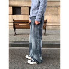 【现货特价】高街风牛仔裤弯刀裤男痞帅P48Y648，男装牛仔裤，星座1112-1