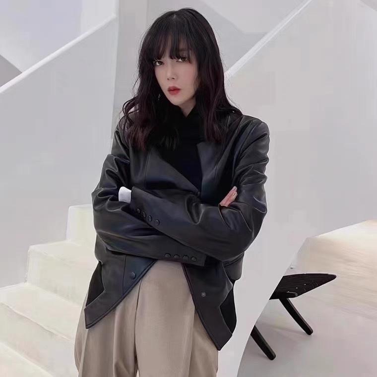 2023春季新款时尚百搭欧美货时尚潮流皮衣外套,女装皮衣,L·H·X