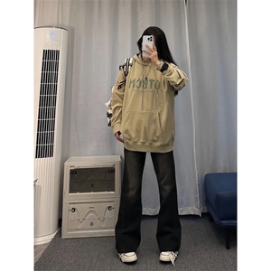 美式hiphop牛仔裤修身直筒微喇叭裤图片