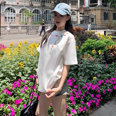 万针全刺绣工艺抖音得物高品质260克重磅纯棉双纱美式高街短袖T恤，男装T恤，电商A486