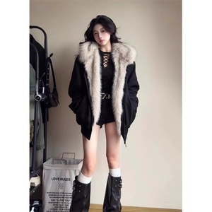 棉服女2025冬季新款座山雕猫耳朵连帽棉袄加厚棉衣外套 JK1082图片