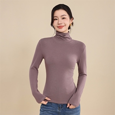 自发热磨毛打底衫堆堆领套头纯色2024年秋季，女装针织衫/毛衣，羊秋羊绒